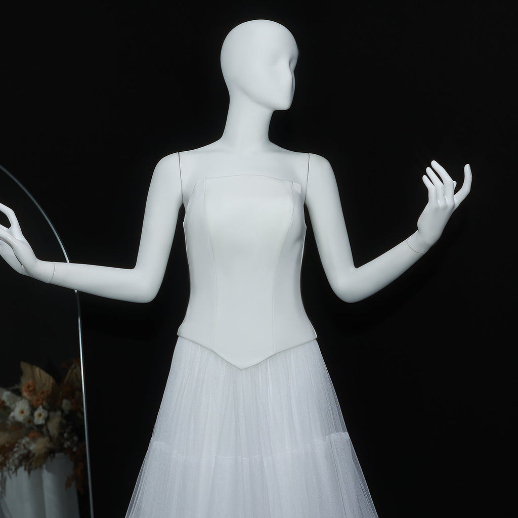 Elegant White A-Line 2 Piece Evening Dress with Ruffles SF567