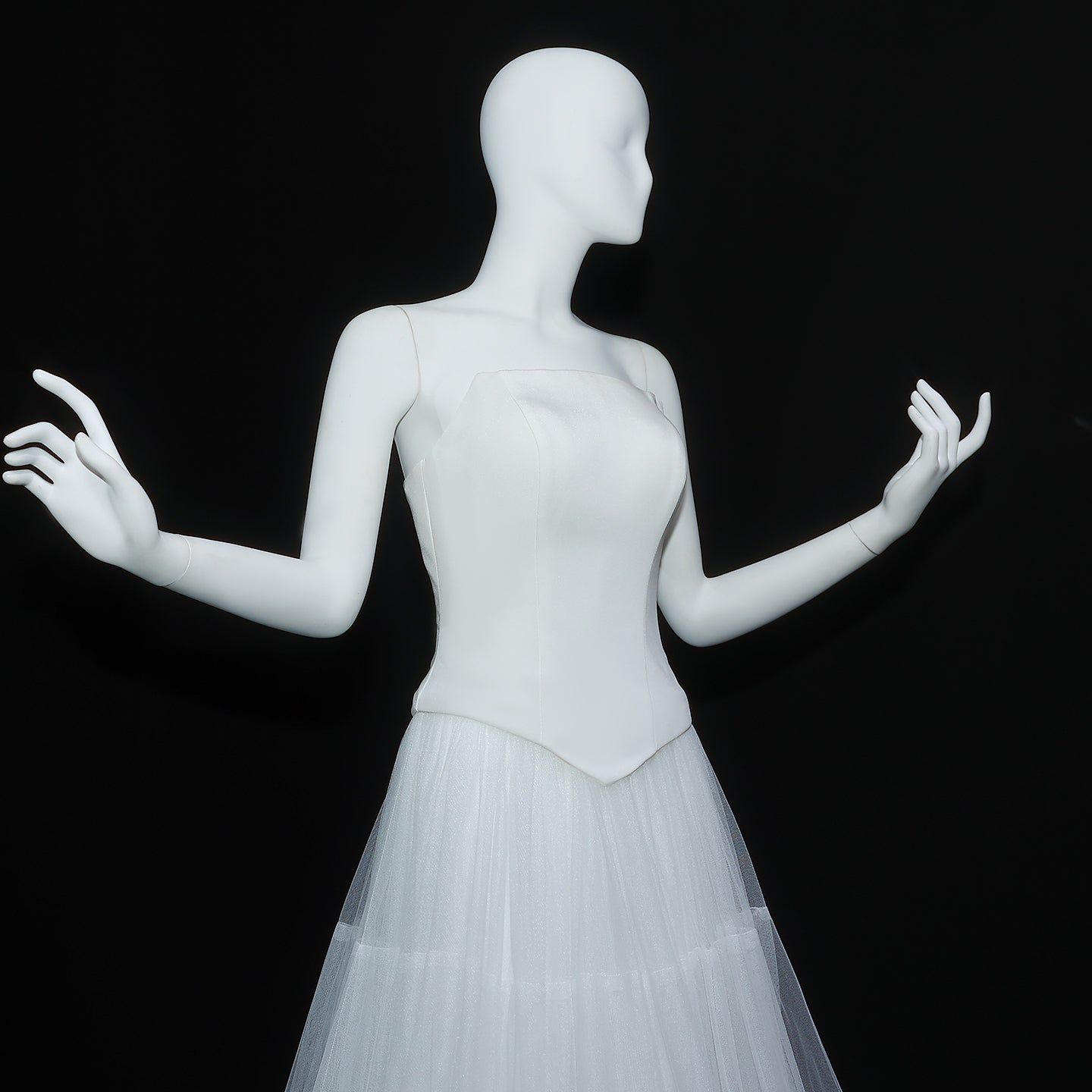 Elegant White A-Line 2 Piece Evening Dress with Ruffles SF567