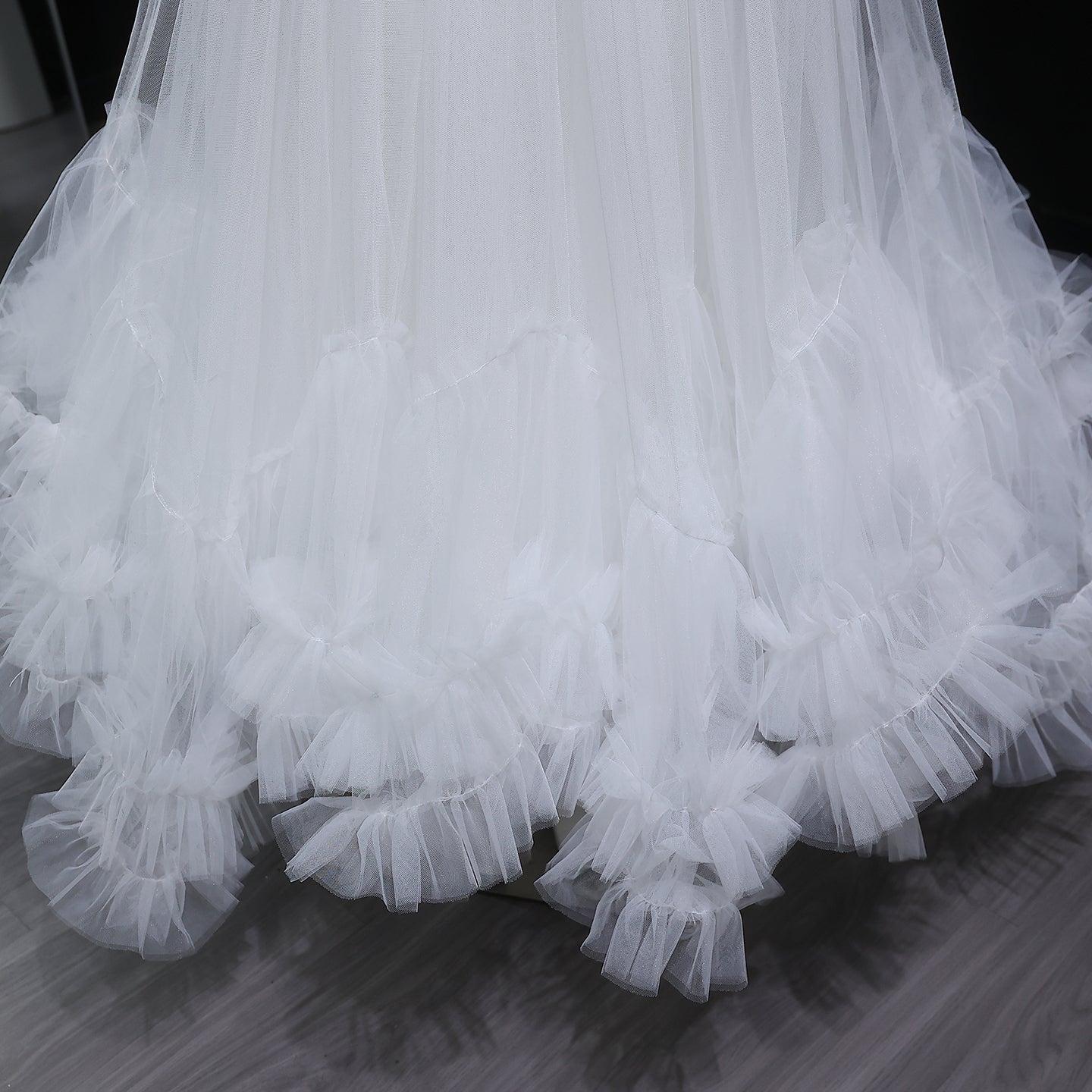 Elegant White A-Line 2 Piece Evening Dress with Ruffles SF567