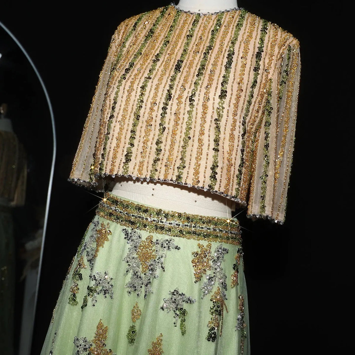 Luxury Beaded Yellow 2 Pieces Evening Dress SS490