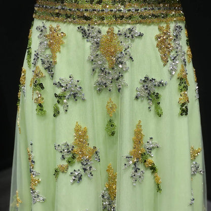 Luxury Beaded Yellow 2 Pieces Evening Dress SS490