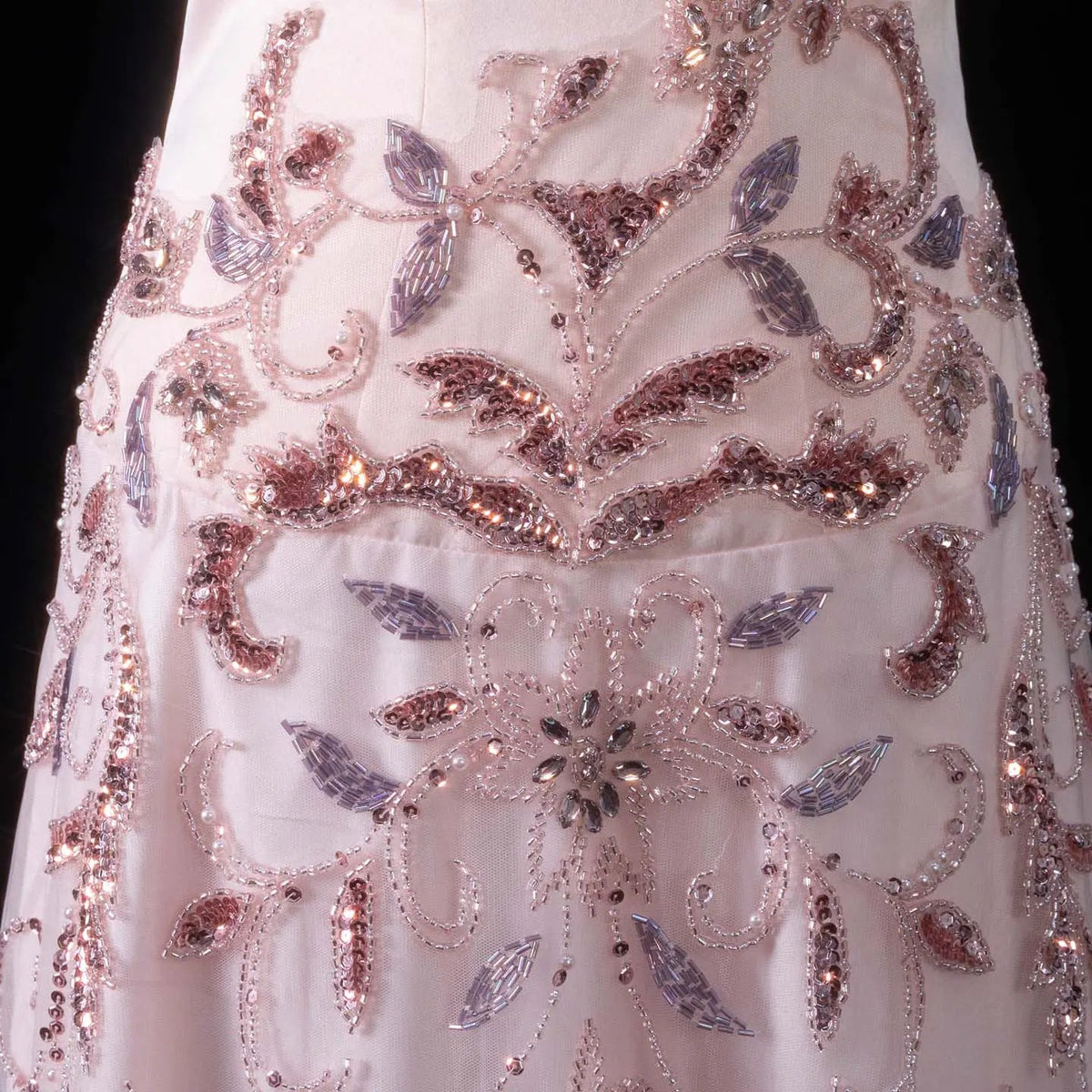 Luxury Pink Embroidered Beaded Strapless Fitted Evening Dress SS529