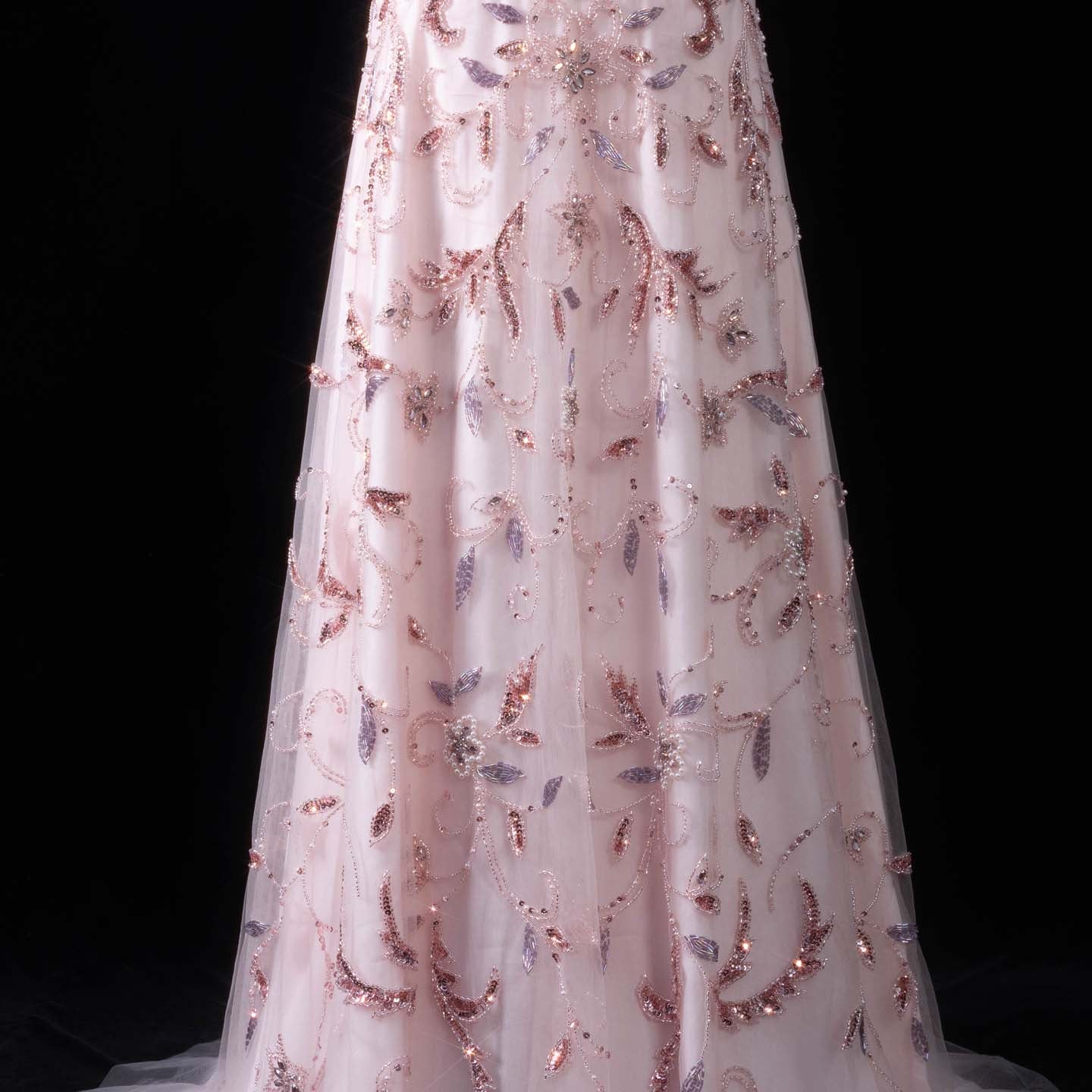 Elegant Pink Beaded Embroidered Strapless Evening Dress SS529