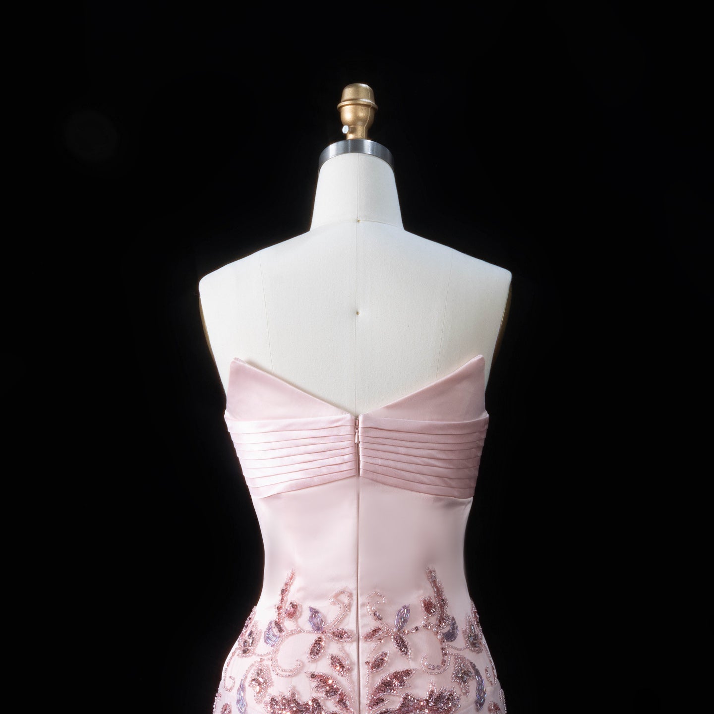 Elegant Pink Beaded Embroidered Strapless Evening Dress SS529