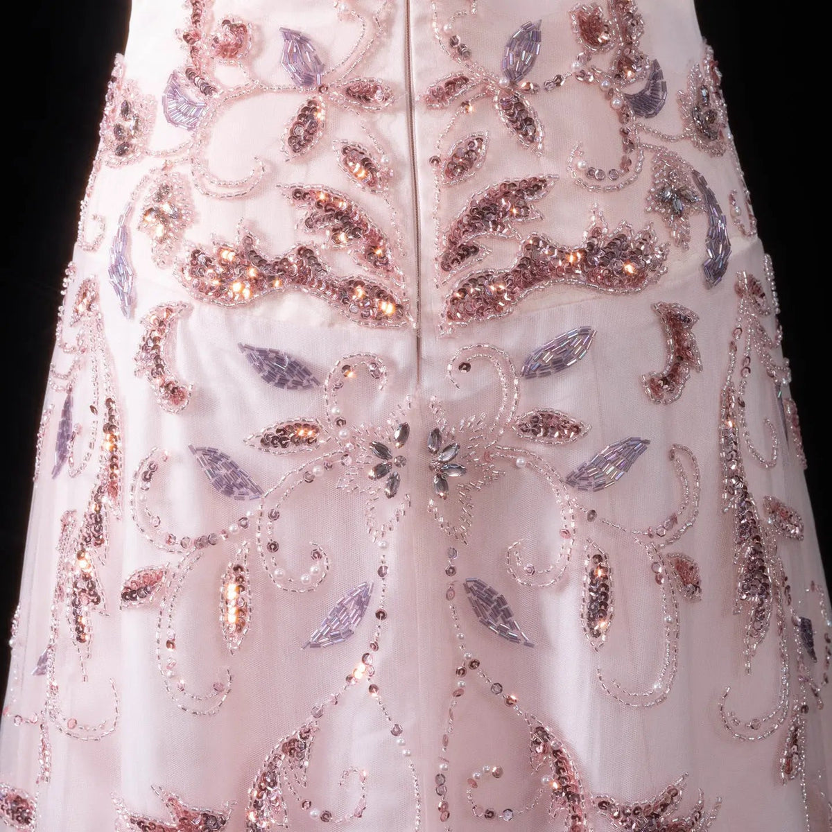 Luxury Pink Embroidered Beaded Strapless Fitted Evening Dress SS529