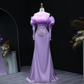 Elegant Beaded Lilac Off Shoulder Evening Dress XD-006