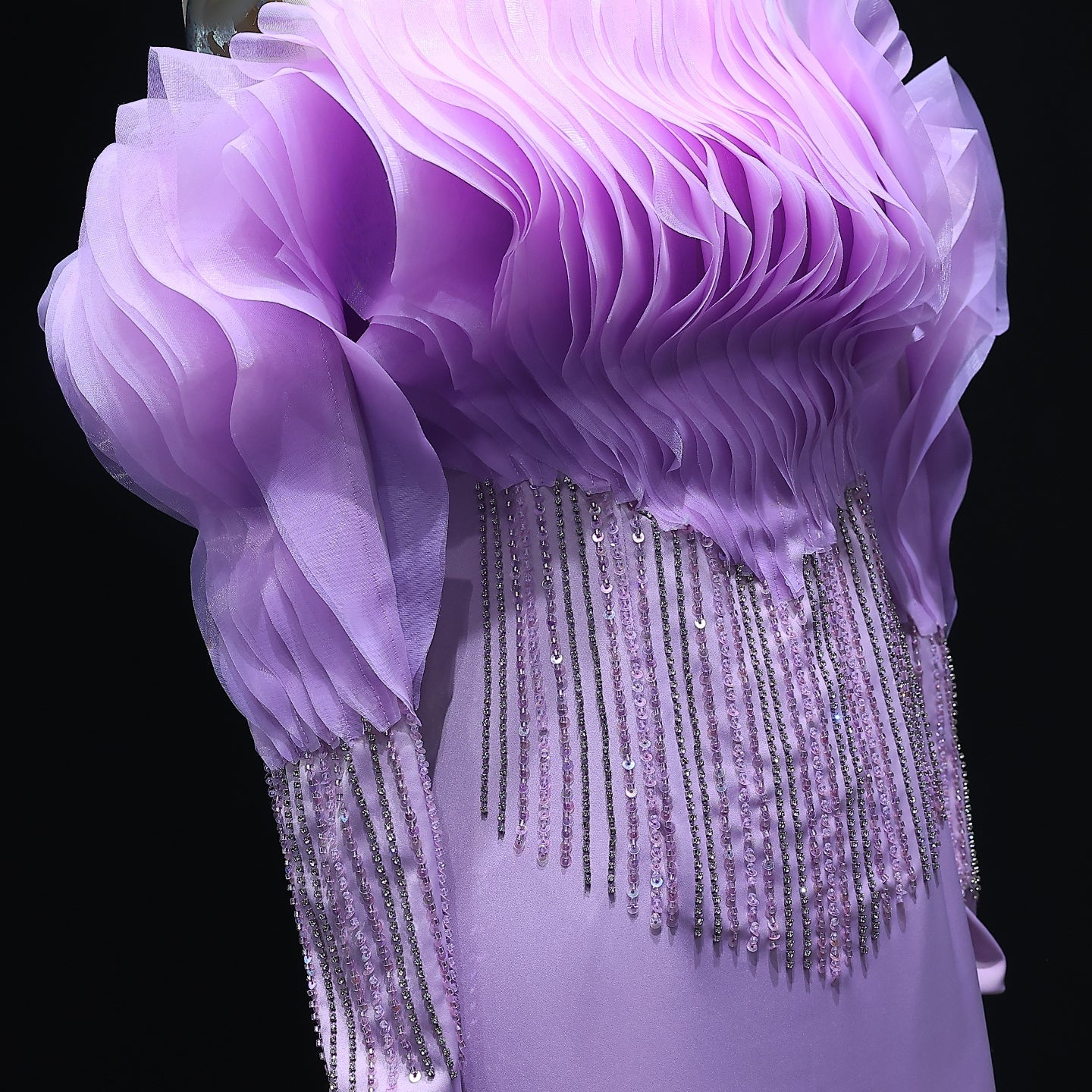 Elegant Beaded Lilac Off Shoulder Evening Dress XD-006