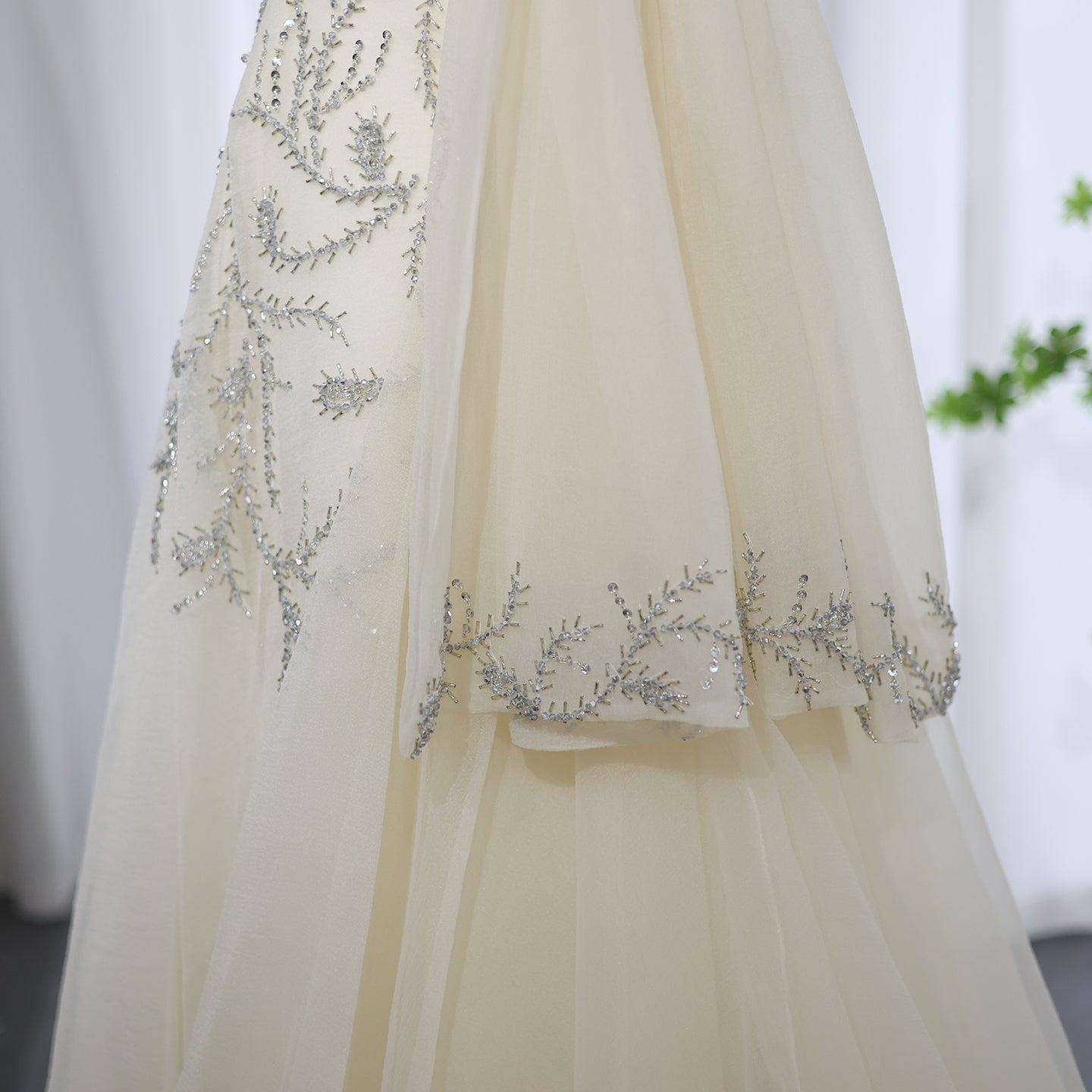 Sexy Beaded Beige Halter A-Line Sleeveless Evening Dress SS444