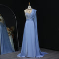 Luxury Crystal Blue Evening Dress with Overskirt SS300