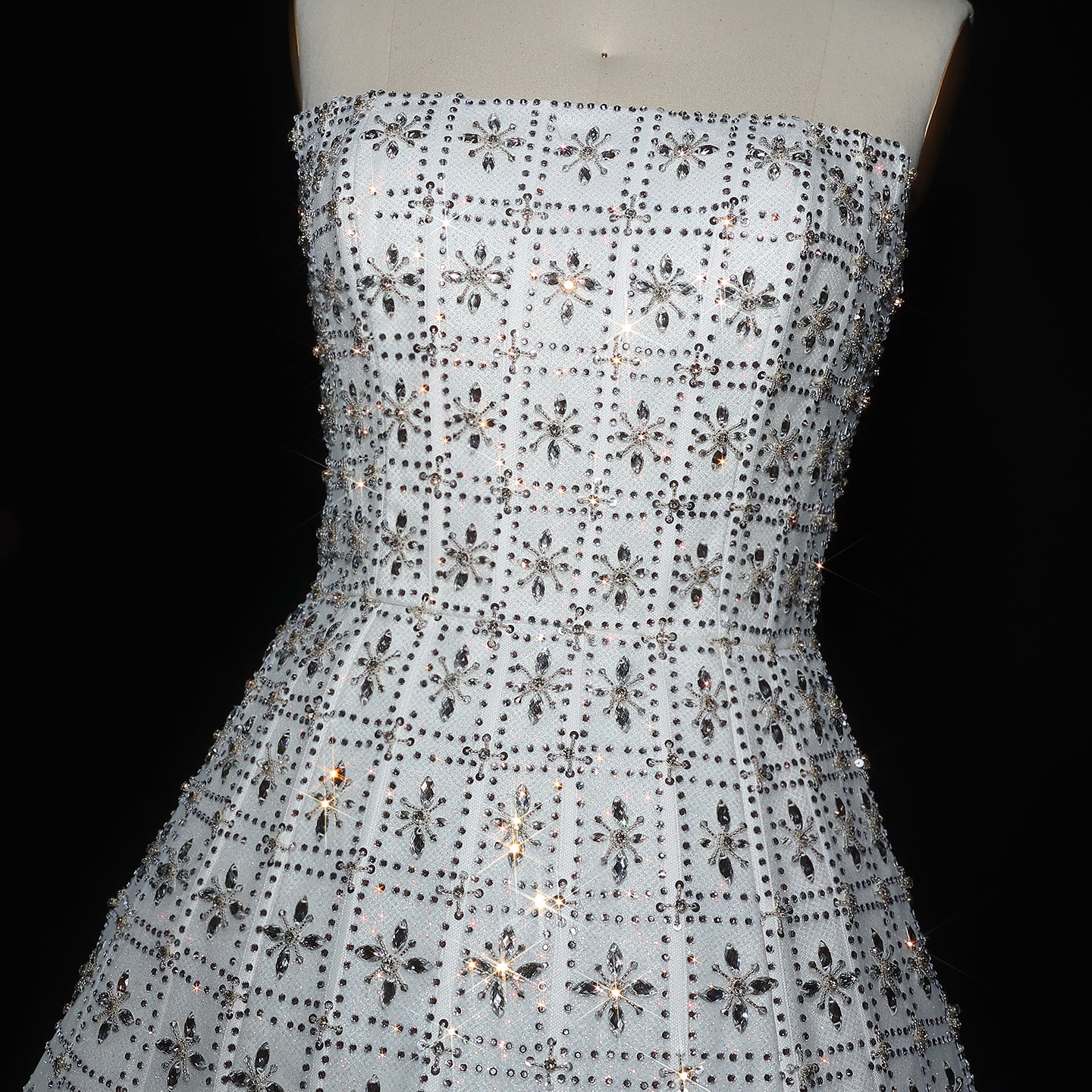 Stunning Crystal White Evening Dress with Flowing Cape SS545