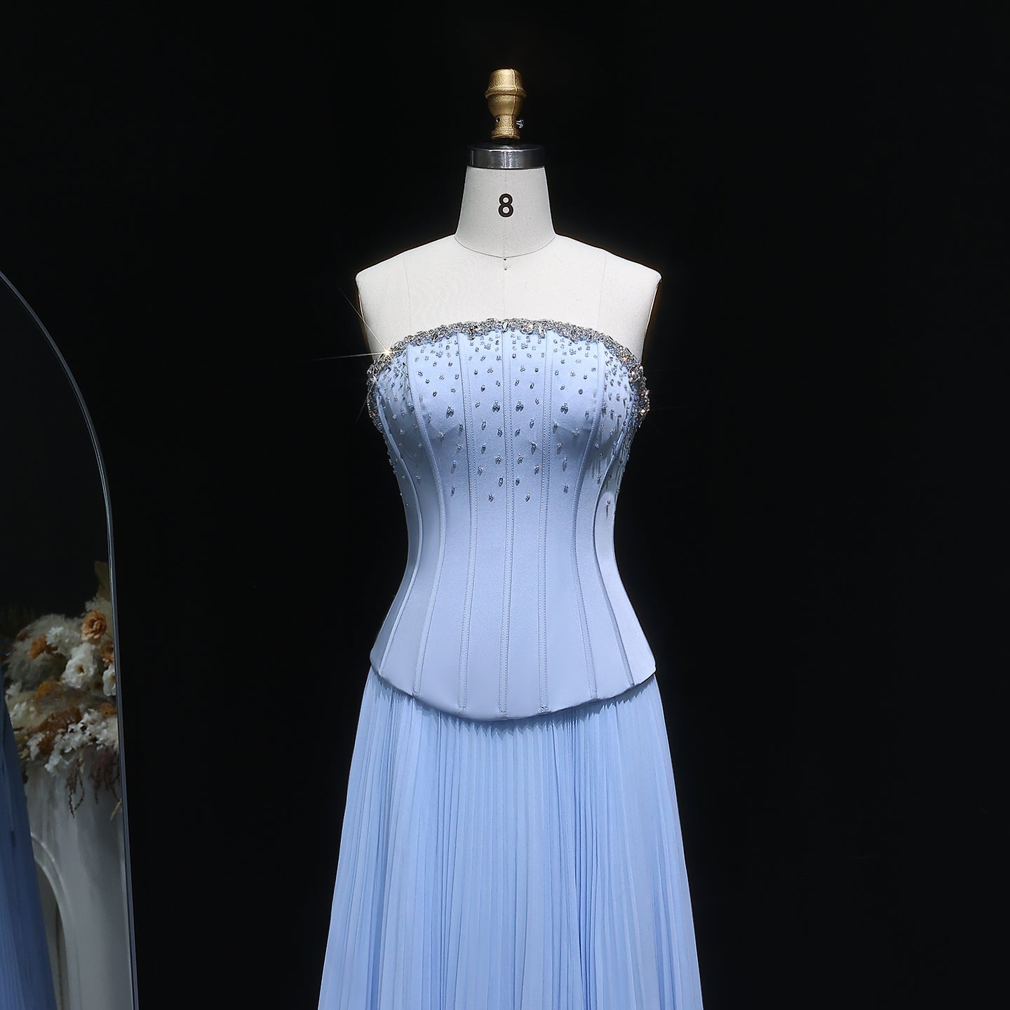 Elegant Light Blue Crystal Two Pieces Evening Dress SF221