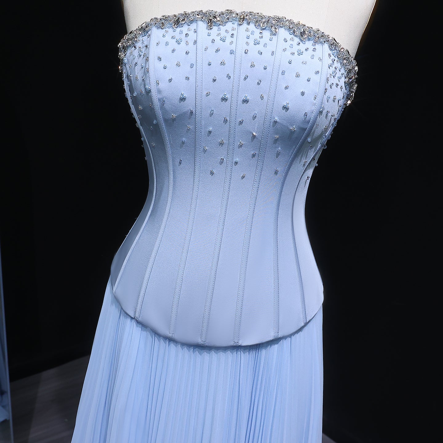 Elegant Light Blue Crystal Two Pieces Evening Dress SF221