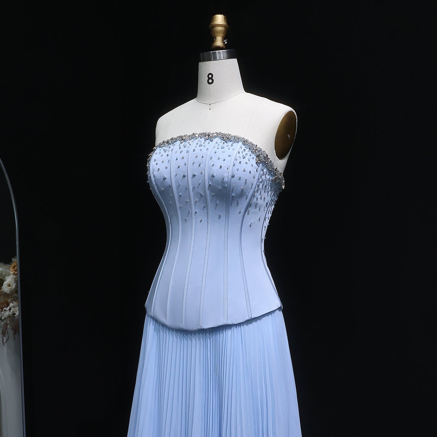 Elegant Light Blue Crystal Two Pieces Evening Dress SF221