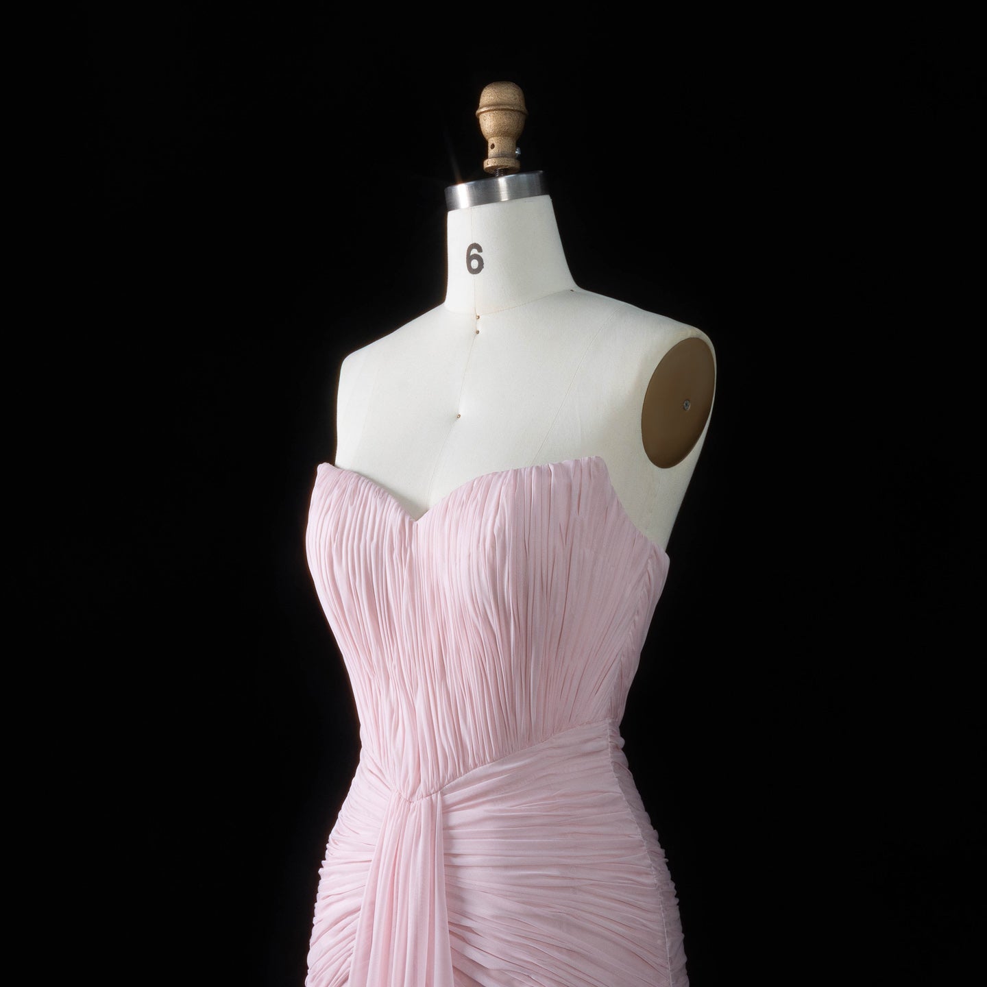 Luxury Pink Neck Pleated Chiffon Fitted Mermaid Evening Dress SF057
