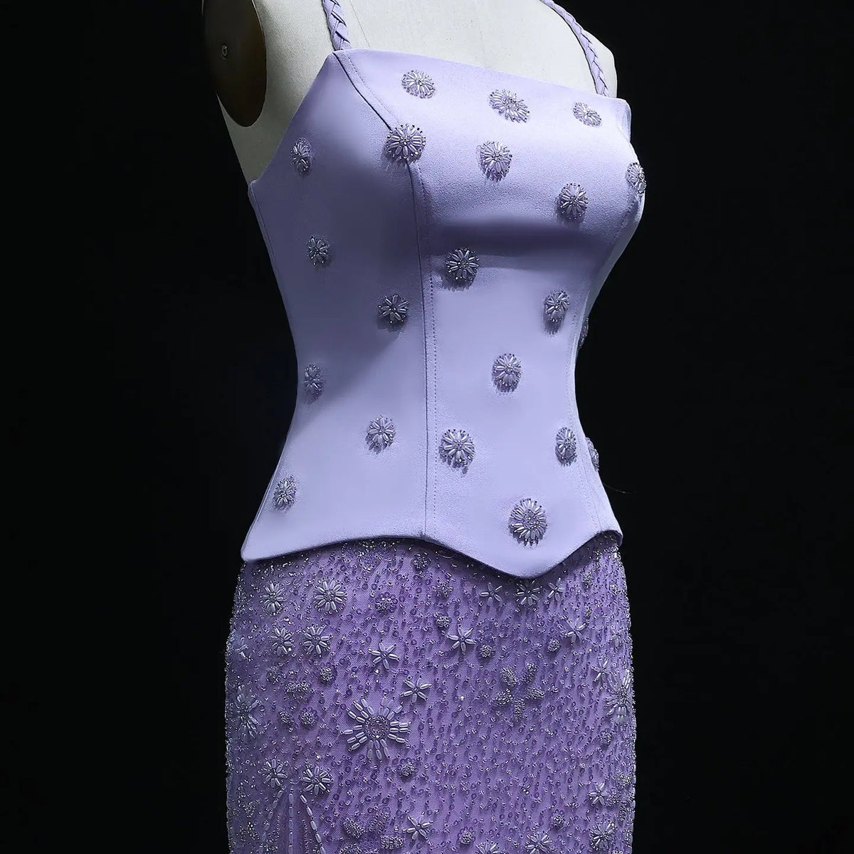 Chic Lilac Two Pieces Evening Dress with Spaghetti Straps SS697