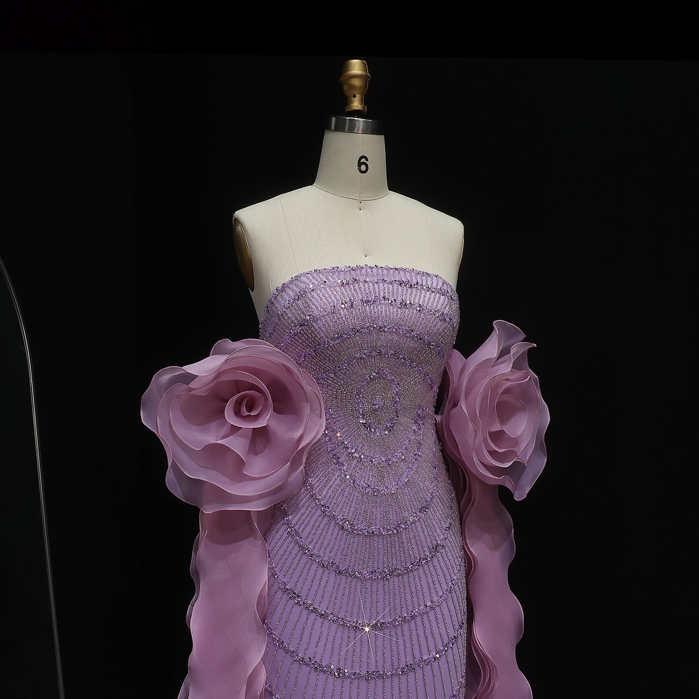 Glamorous 3D Floral Lilac Evening Dress with Beads SS246