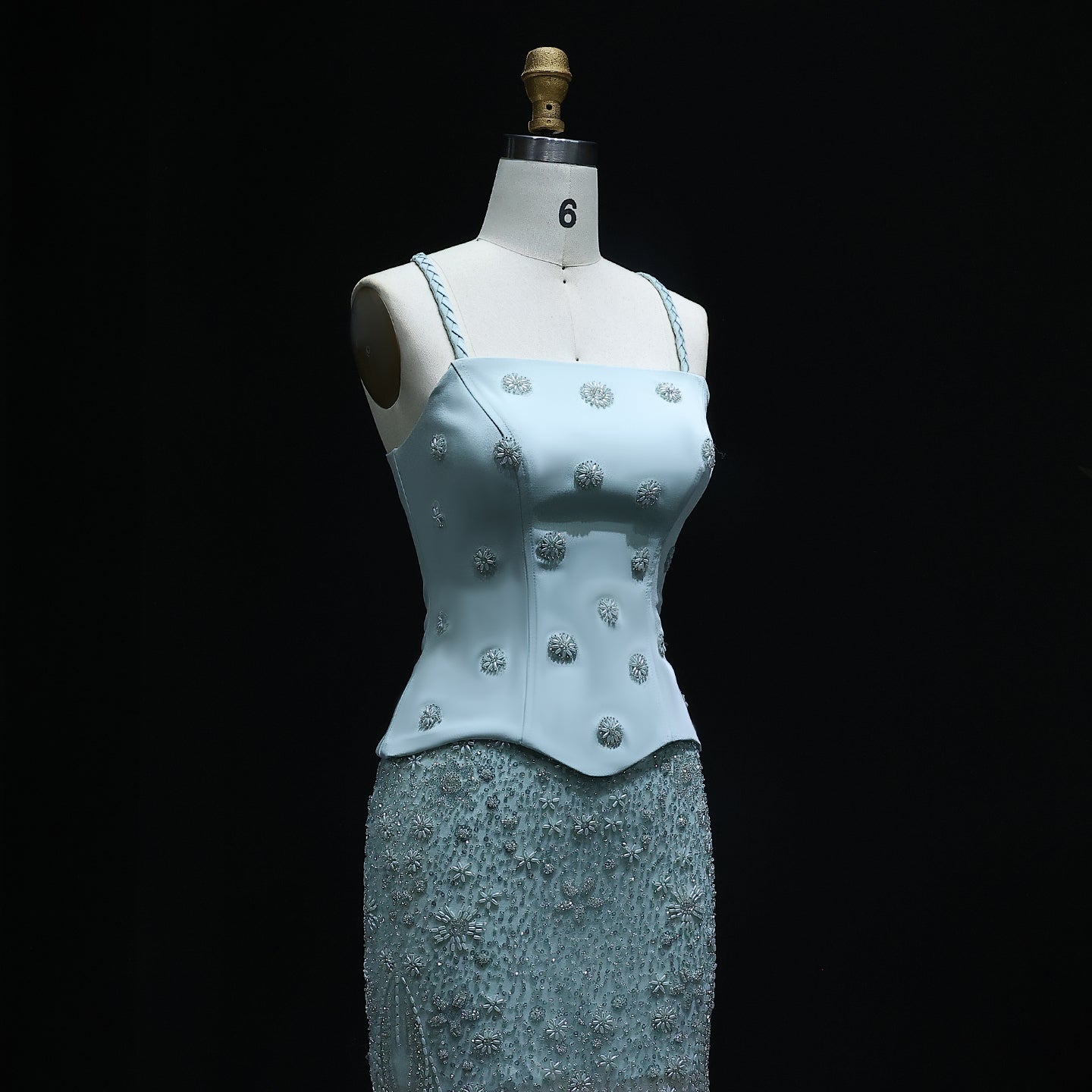 Luxury Sage Green Beaded 2 Pieces Evening Dress SS697