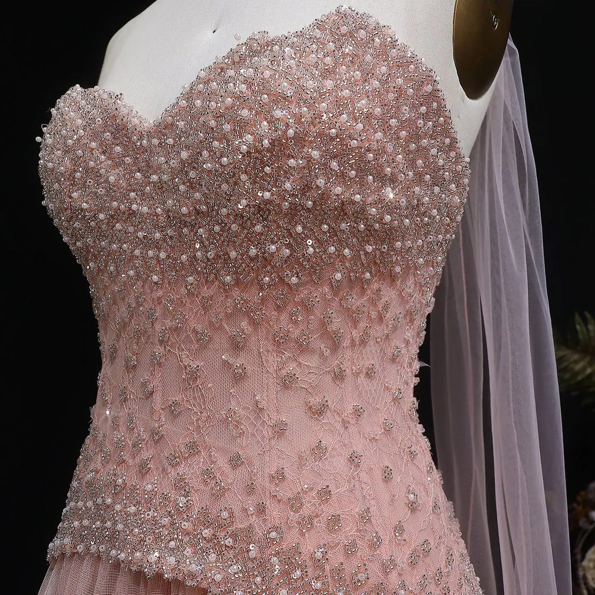Luxury Sage Green Beaded A-Line Evening Dress with Scarf SS299
