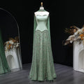 Elegant Vibrant Green Strapless Beaded Evening Dress with Scarf SS627