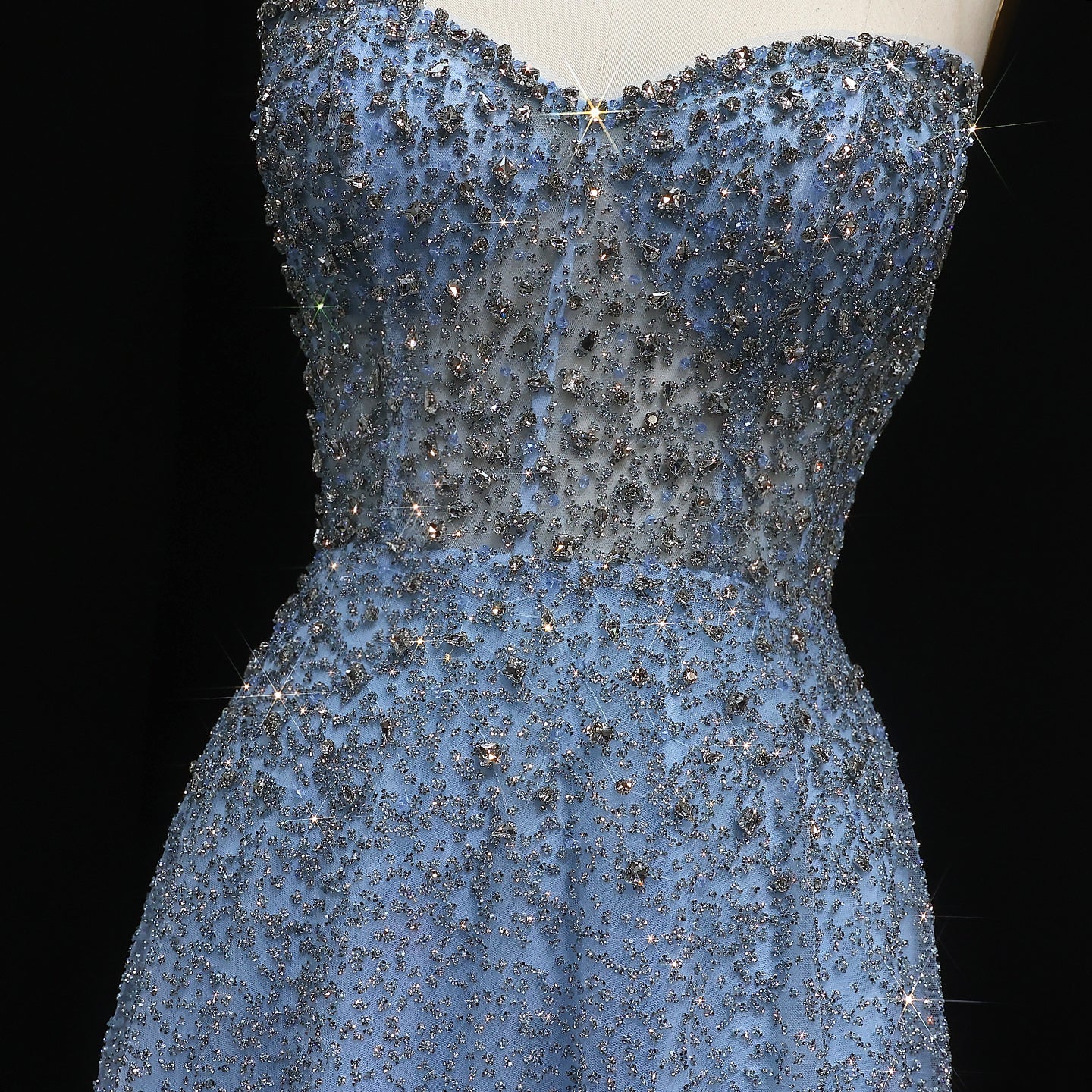 Luxury Crystal Purple Strapless Evening Dress SS699