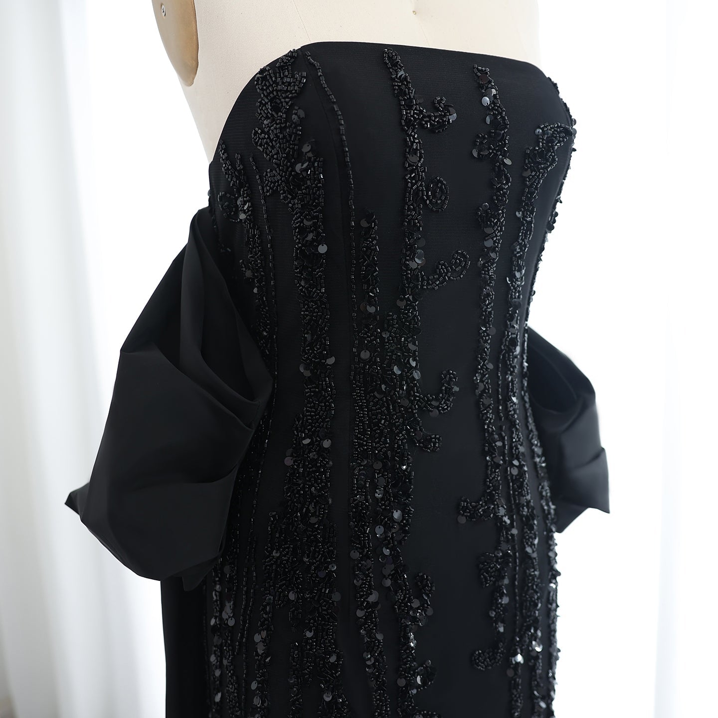Luxury Beaded Blue Strapless Sheath Evening Dress with Cape SS454