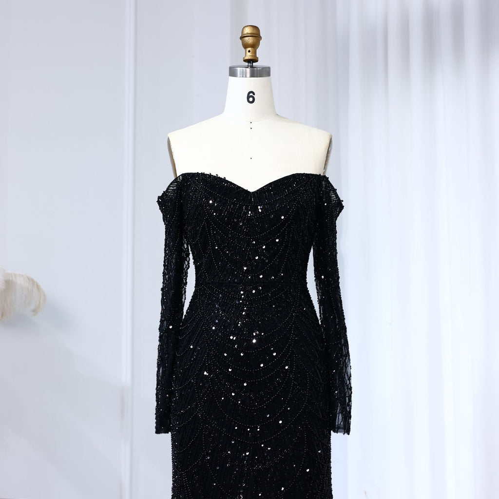Elegant Pearls Champagne Mermaid Evening Dress SS609
