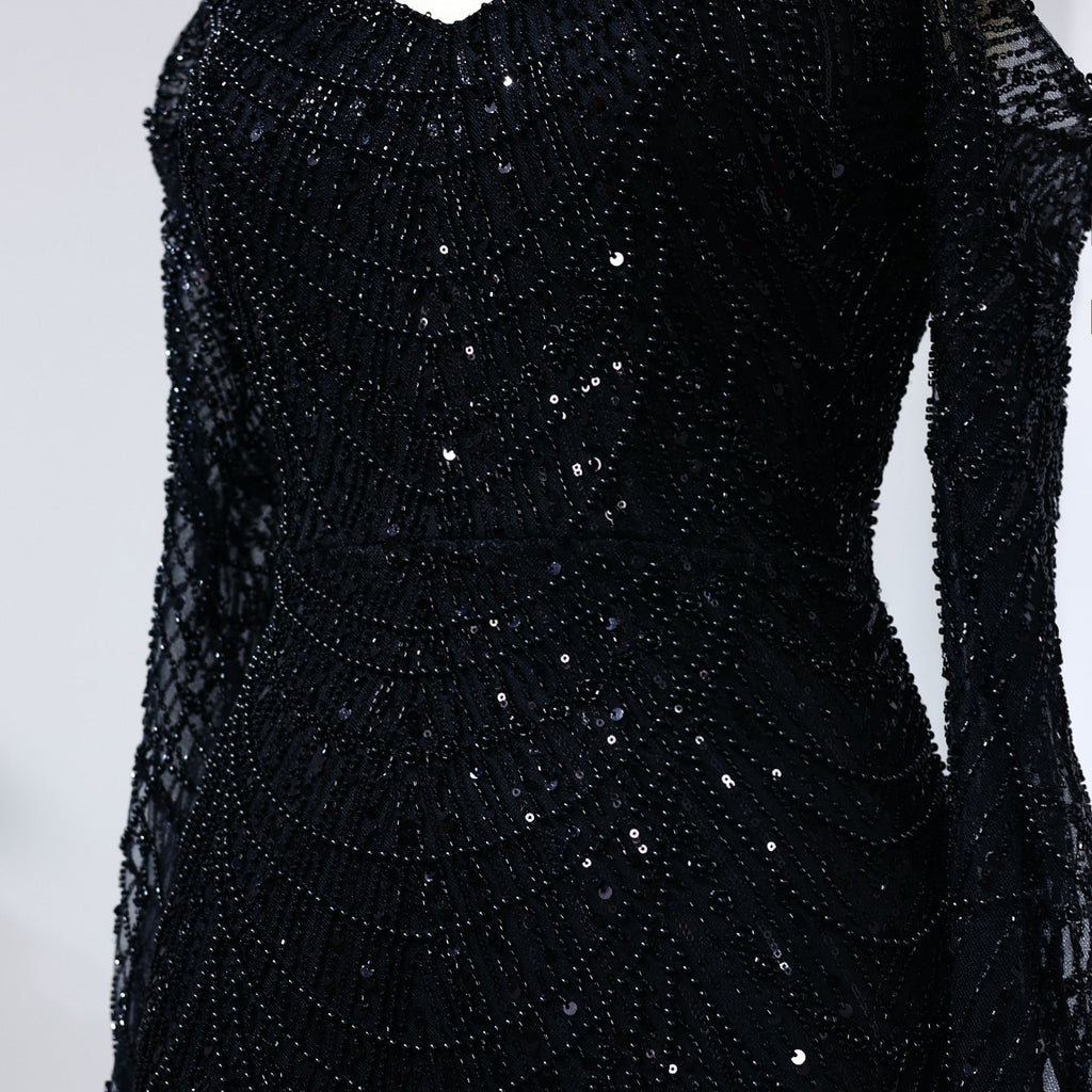 Elegant Pearls Champagne Mermaid Evening Dress SS609