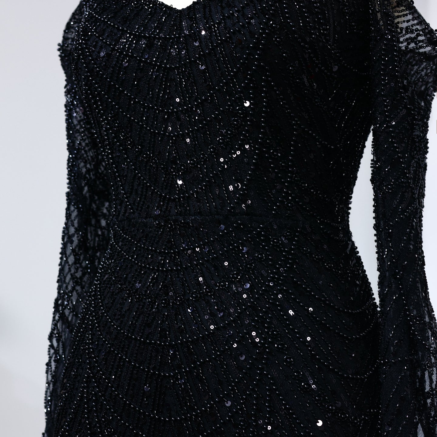 Elegant Pearls Champagne Mermaid Evening Dress SS609
