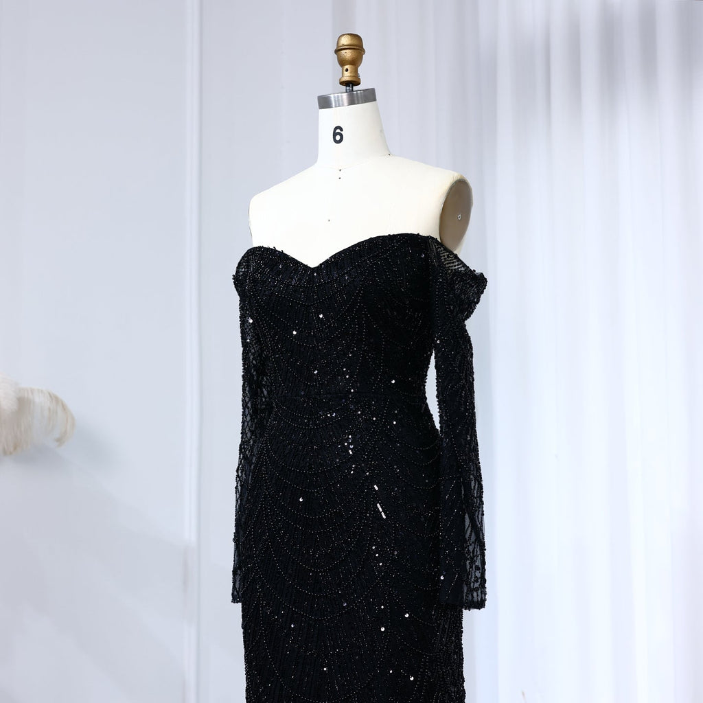 Elegant Pearls Champagne Mermaid Evening Dress SS609