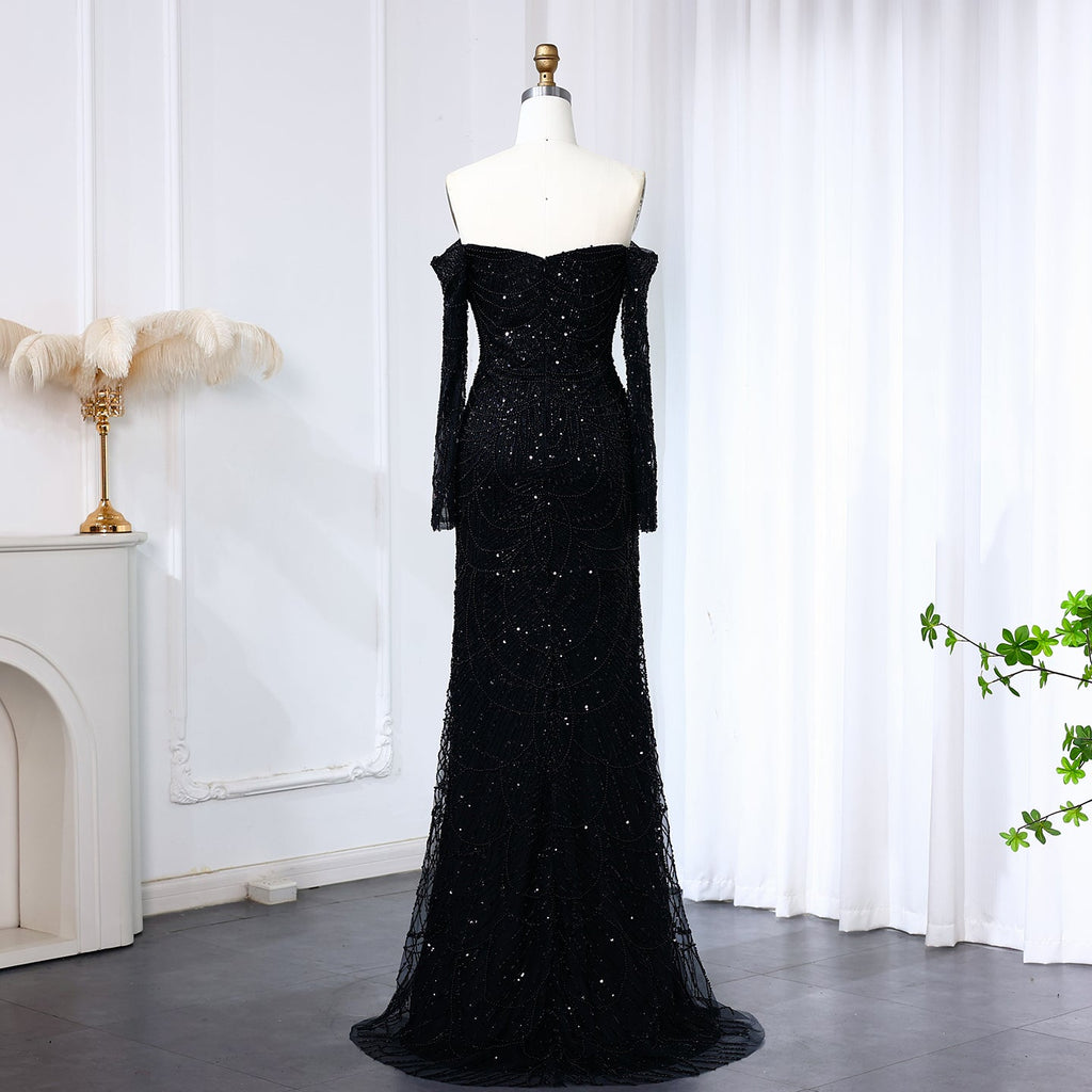 Elegant Pearls Champagne Mermaid Evening Dress SS609