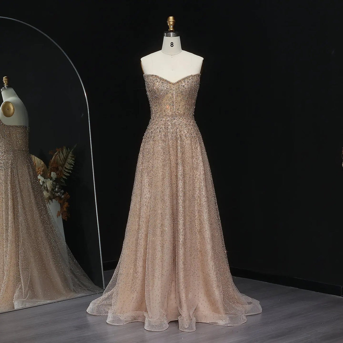 Luxury Crystal Purple Strapless Evening Dress SS699