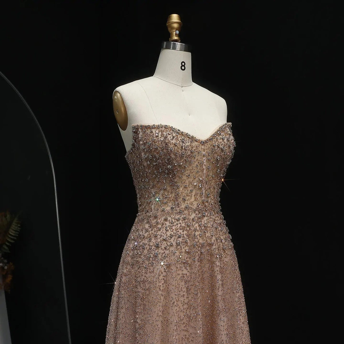 Luxury Crystal Purple Strapless Evening Dress SS699