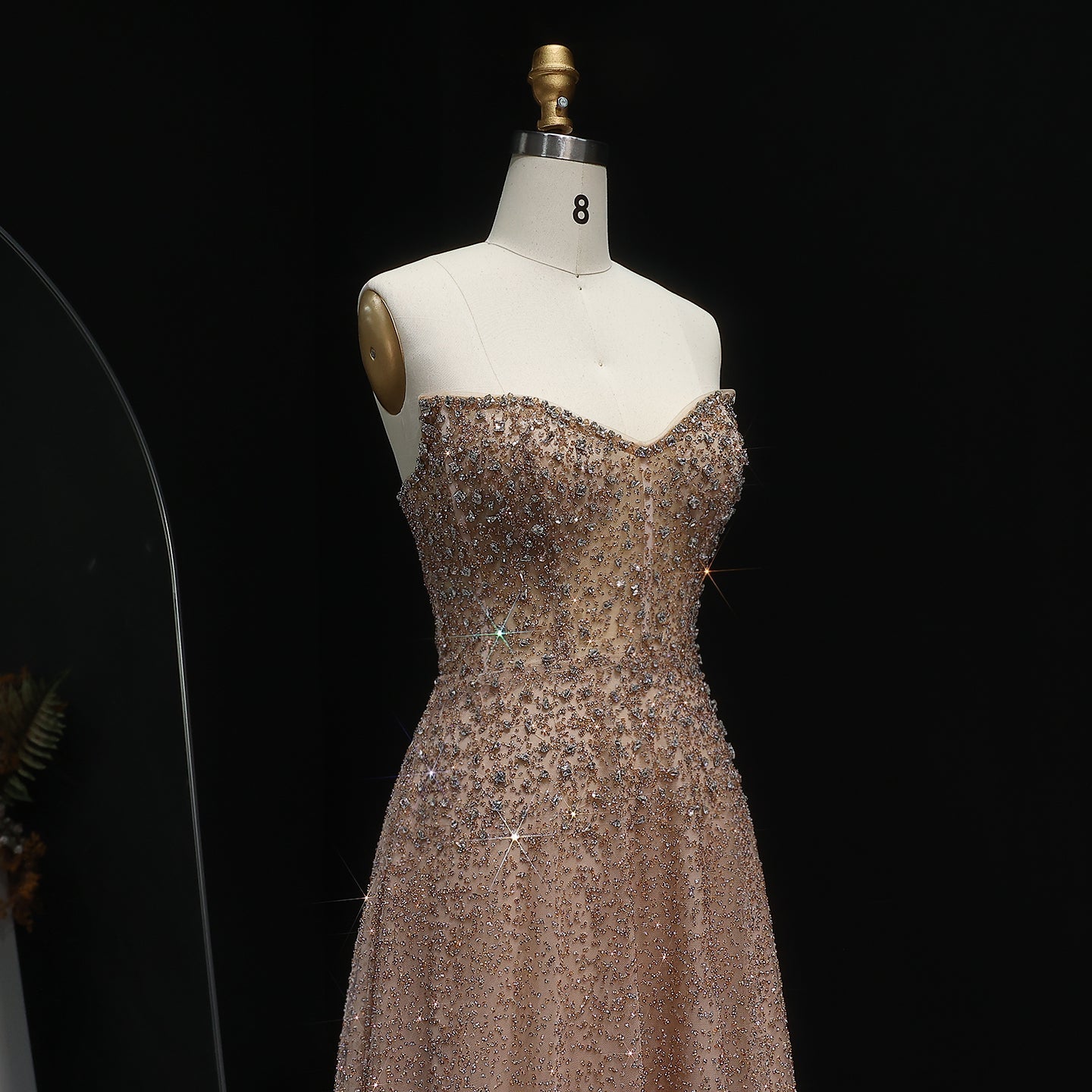 Luxury Crystal Purple Strapless Evening Dress SS699
