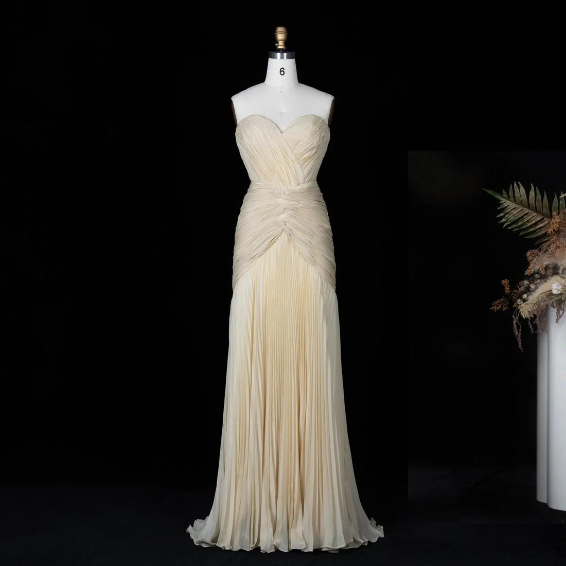 Glamorous Champagne Pleated Sweetheart Evening Dress SF035