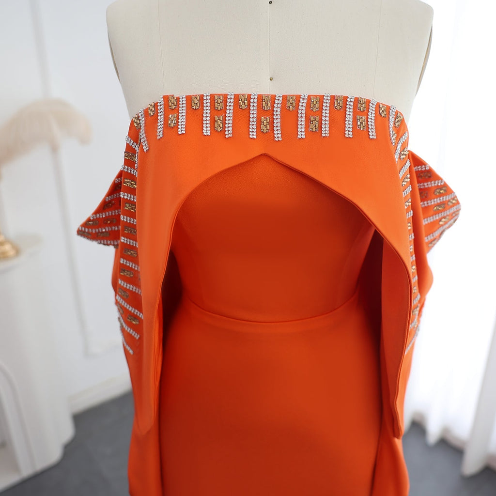 Elegant Off White Mermaid Evening Dress with Cape SF008