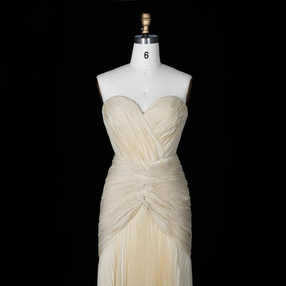 Glamorous Champagne Pleated Sweetheart Evening Dress SF035