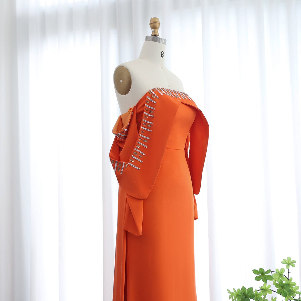 Elegant Off White Mermaid Evening Dress with Cape SF008