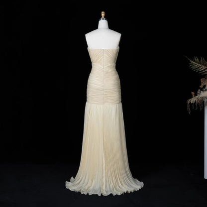 Glamorous Champagne Pleated Sweetheart Evening Dress SF035
