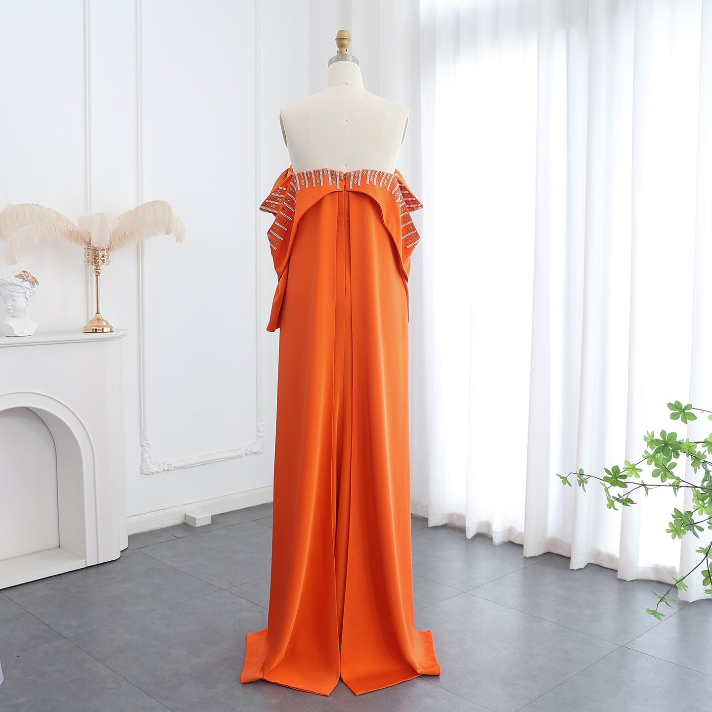 Elegant Off White Mermaid Evening Dress with Cape SF008