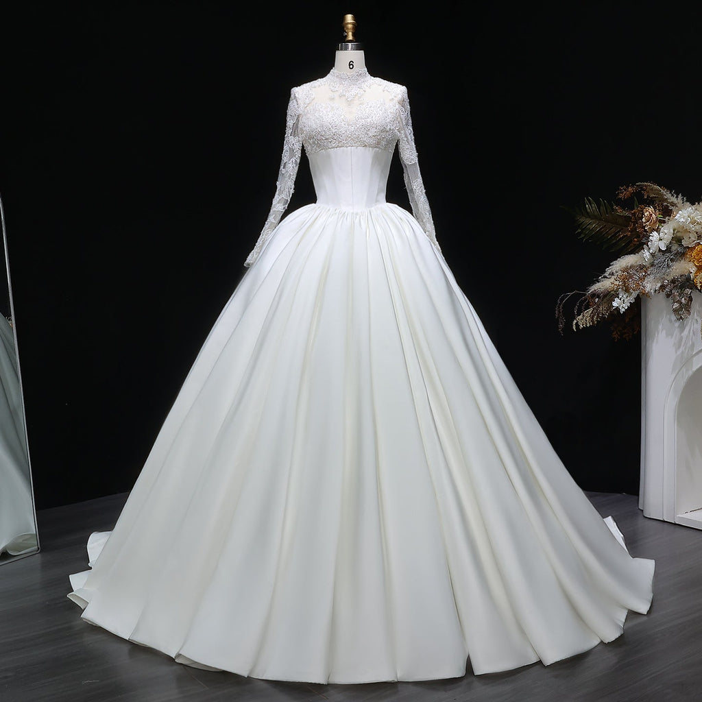 Elegant Long Sleeve Lace Ball Gown Wedding Dress SW075