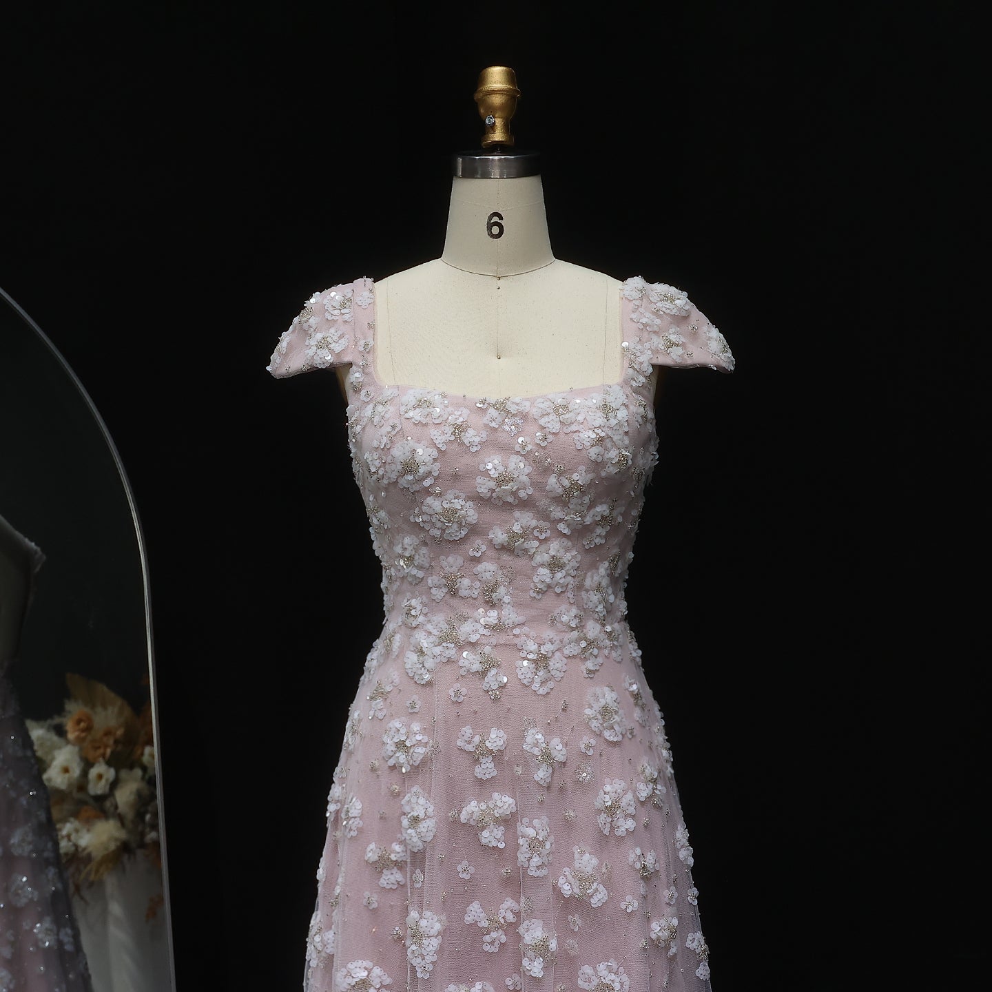 Chic Pink Floral Open Back Evening Dress SS602