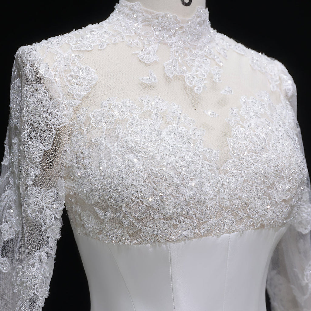 Elegant Long Sleeve Lace Ball Gown Wedding Dress SW075