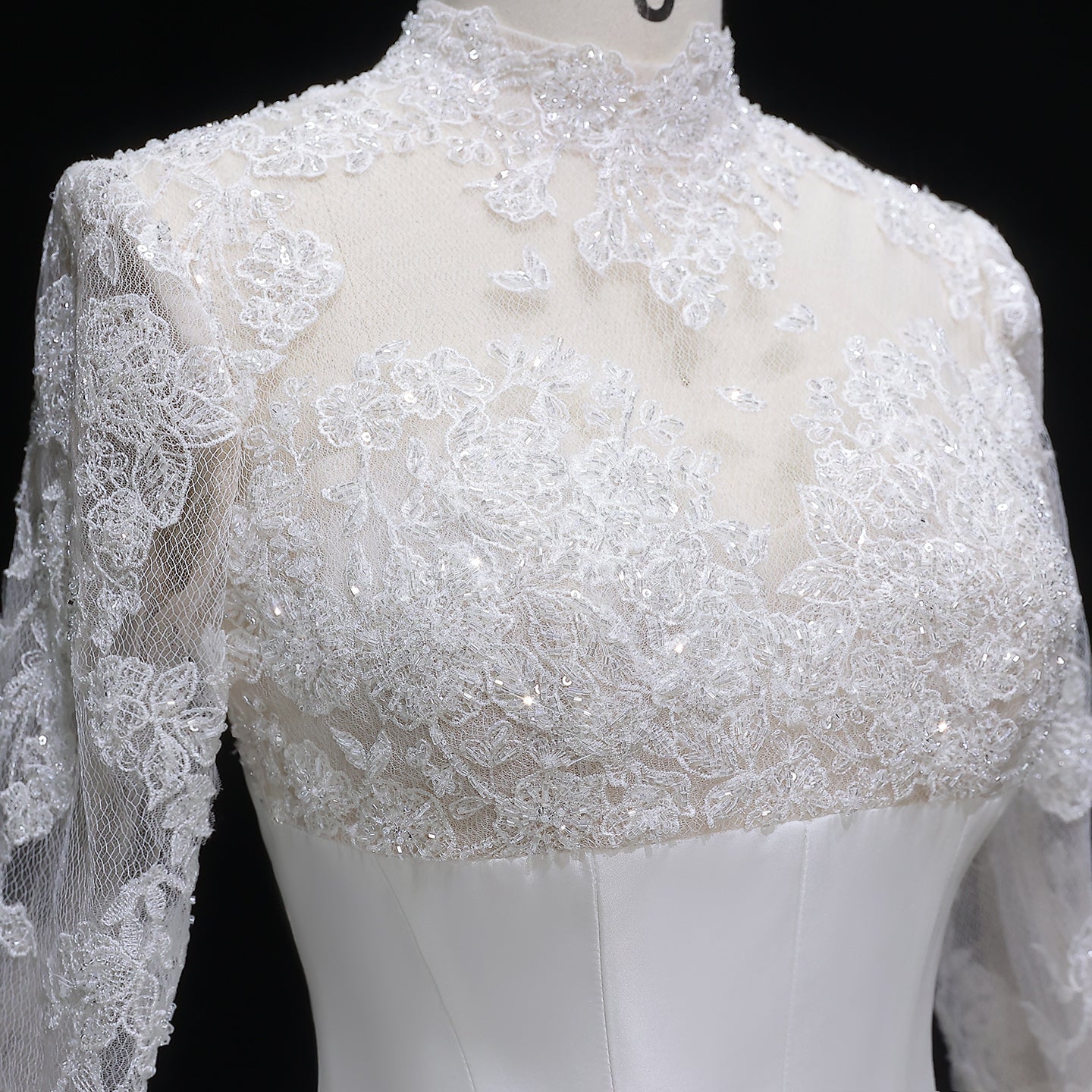 Elegant Long Sleeve Lace Ball Gown Wedding Dress SW075