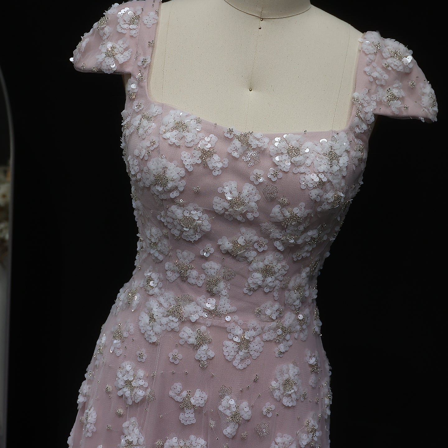 Chic Pink Floral Open Back Evening Dress SS602