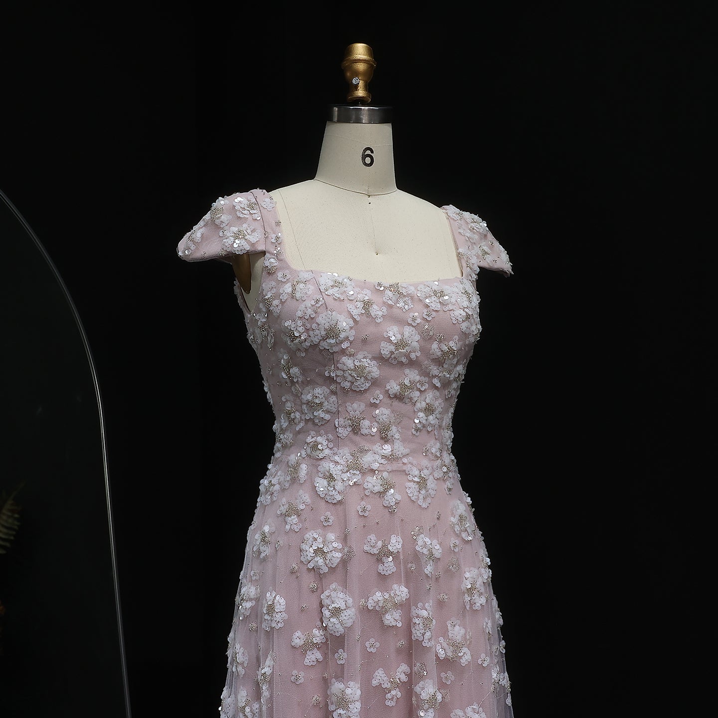 Chic Pink Floral Open Back Evening Dress SS602