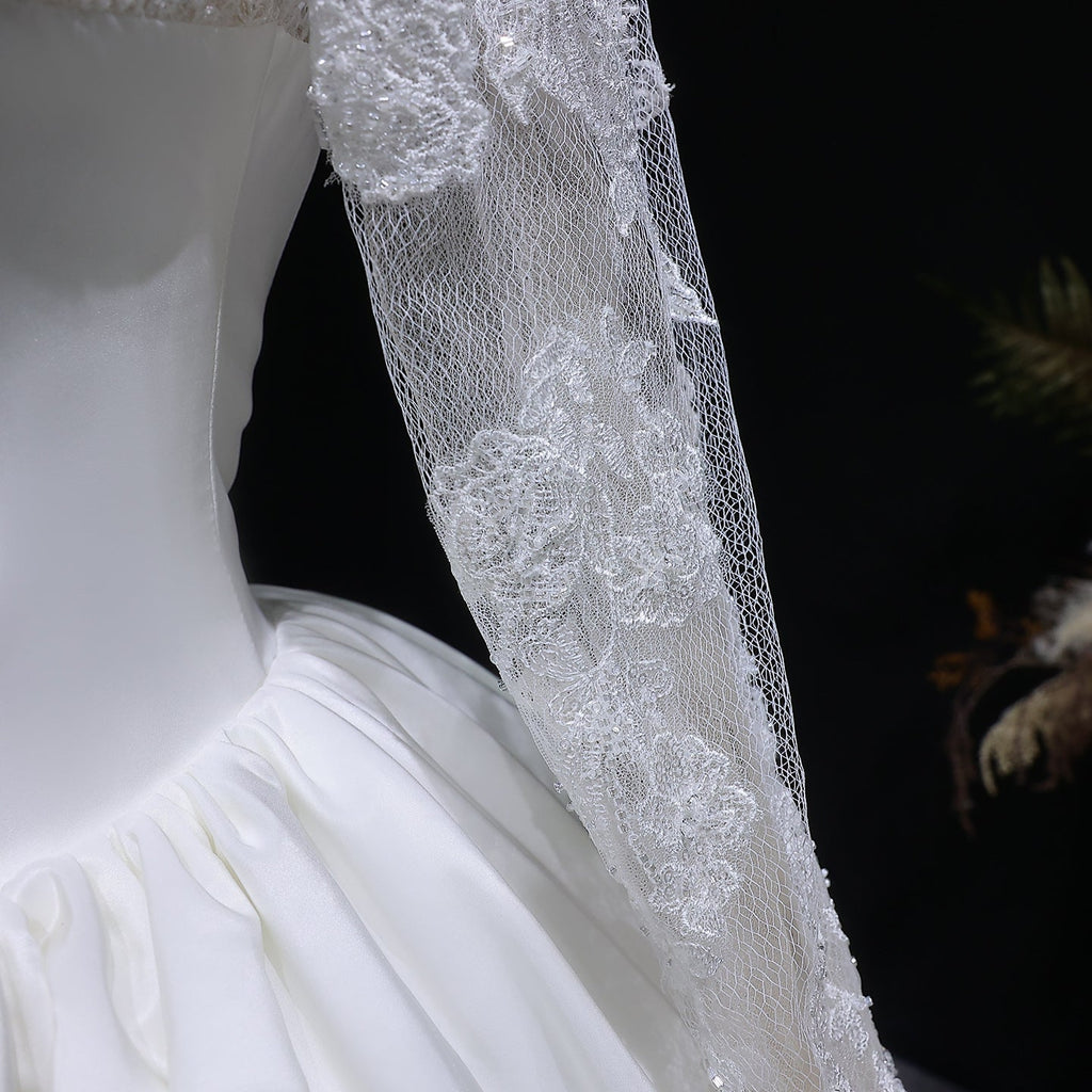 Elegant Long Sleeve Lace Ball Gown Wedding Dress SW075