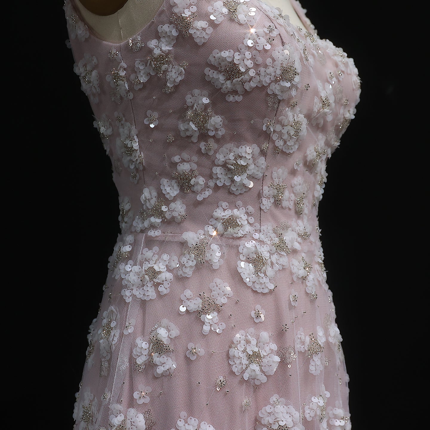 Chic Pink Floral Open Back Evening Dress SS602