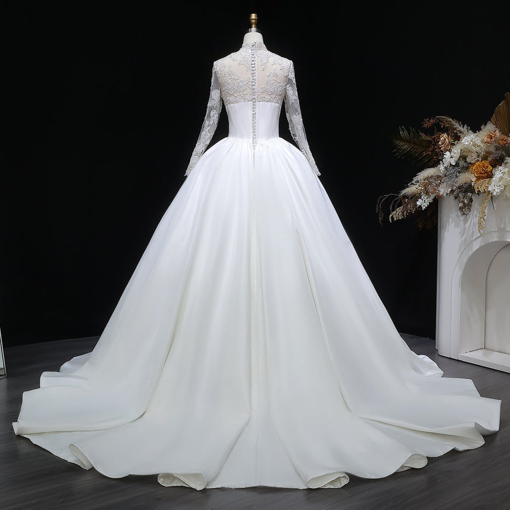 Elegant Long Sleeve Lace Ball Gown Wedding Dress SW075