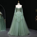 Gorgeous Beaded Sage Green Evening Dress with Cape Sleeves SS215