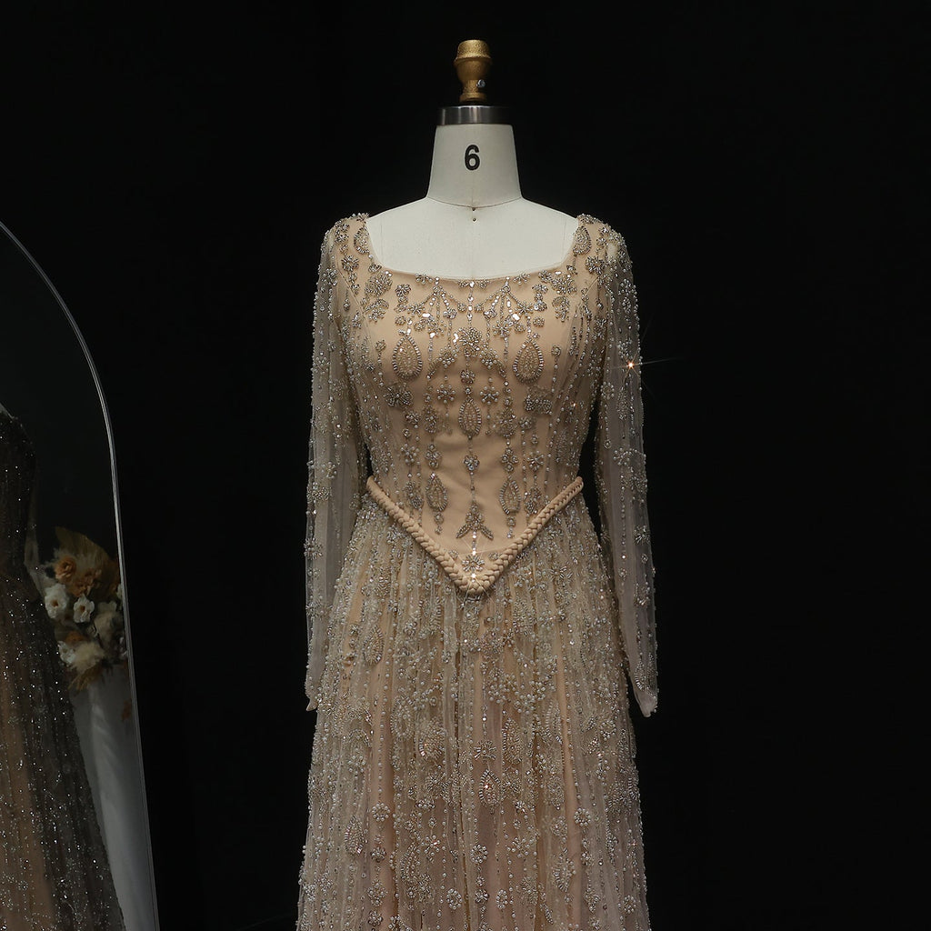 Luxury Sage Green Spaghetti A-Line Evening Dress SS693